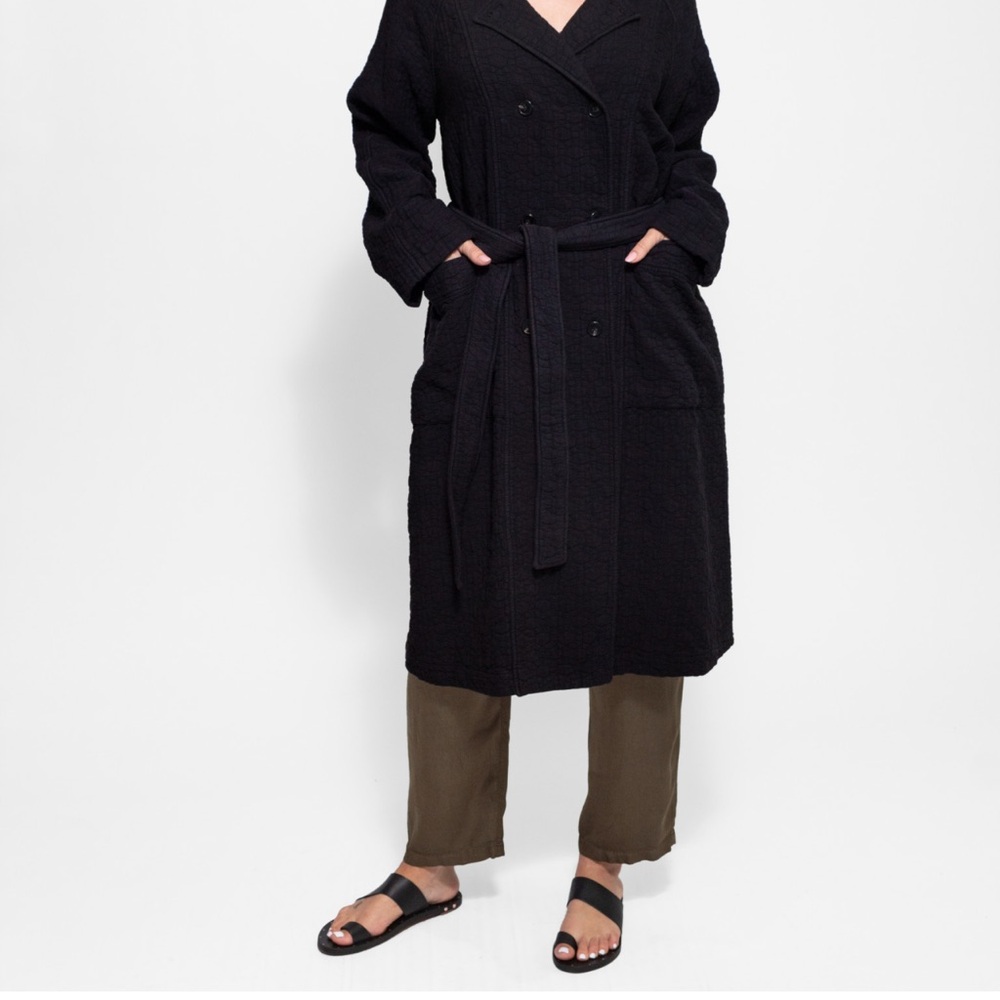 Raquel Allegra Trench Black Blazer Coat EUC Size Large designer - Picture 7 of 8